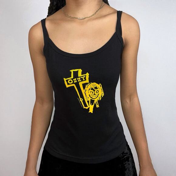 Vintage 2000 Womens Ozzy Osbourne Cross Tank Top Cami Y2K Black Sabbath Camisole - Picture 11 of 11